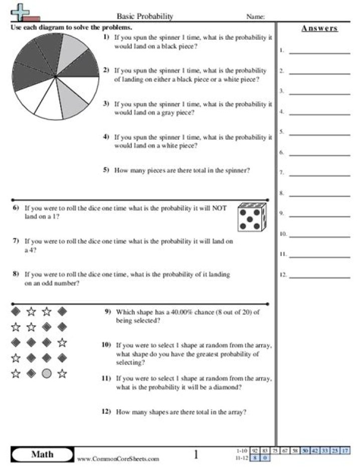 10th Grade Probability Worksheets PDF for Instant Download