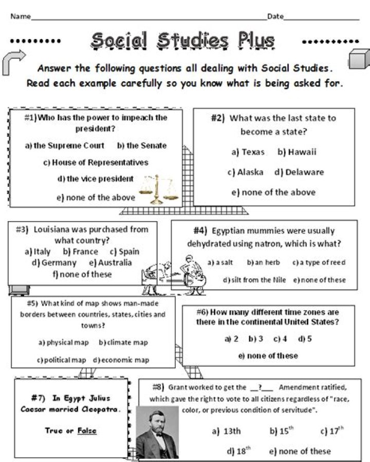 10th Grade Social Studies Worksheets PDF for Easy Learning
