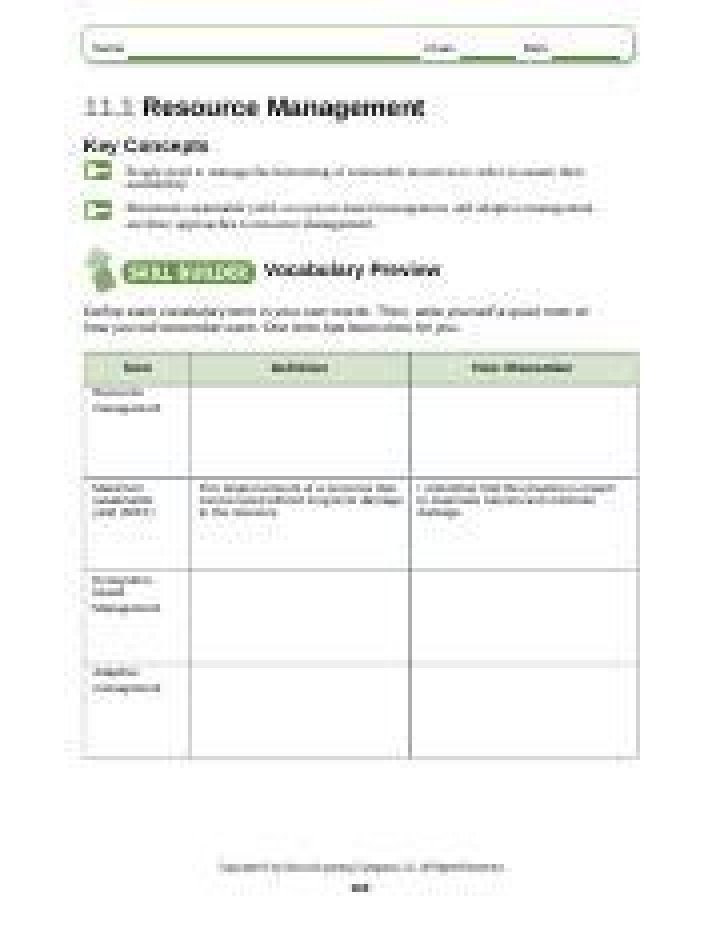 11.1 Resource Management PDF Answer Key with Step-by-Step Solutions