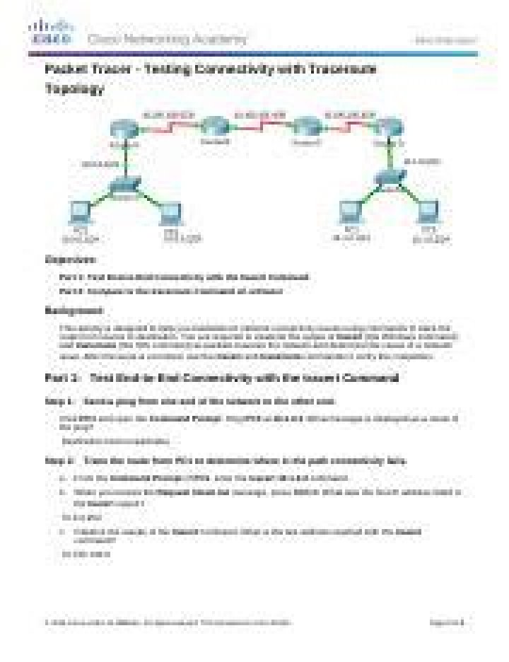 11.3 2.3 Packet Tracer Test Connectivity with Traceroute PDF Guide