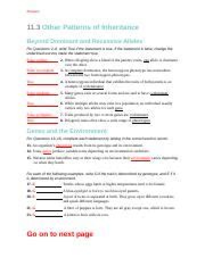 11.3 Other Patterns of Inheritance Answer Key PDF