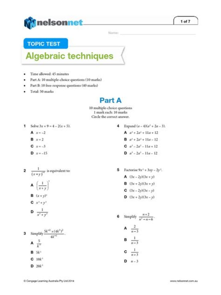 11 Algebra Questions PDF – Practice & Solve Instantly