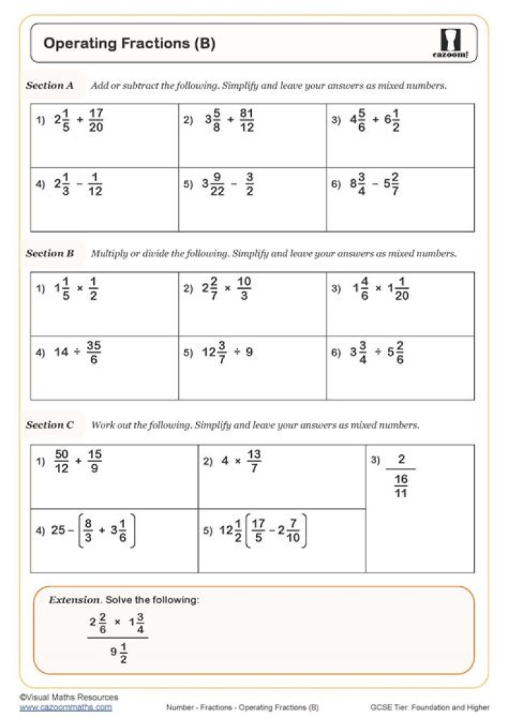 Free 11 Plus Fractions Worksheets PDF for Exam Prep