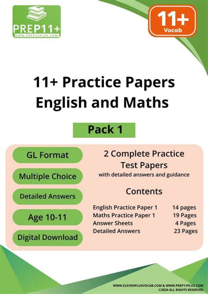 11 Plus Maths Papers with Answers PDF – Instant Download