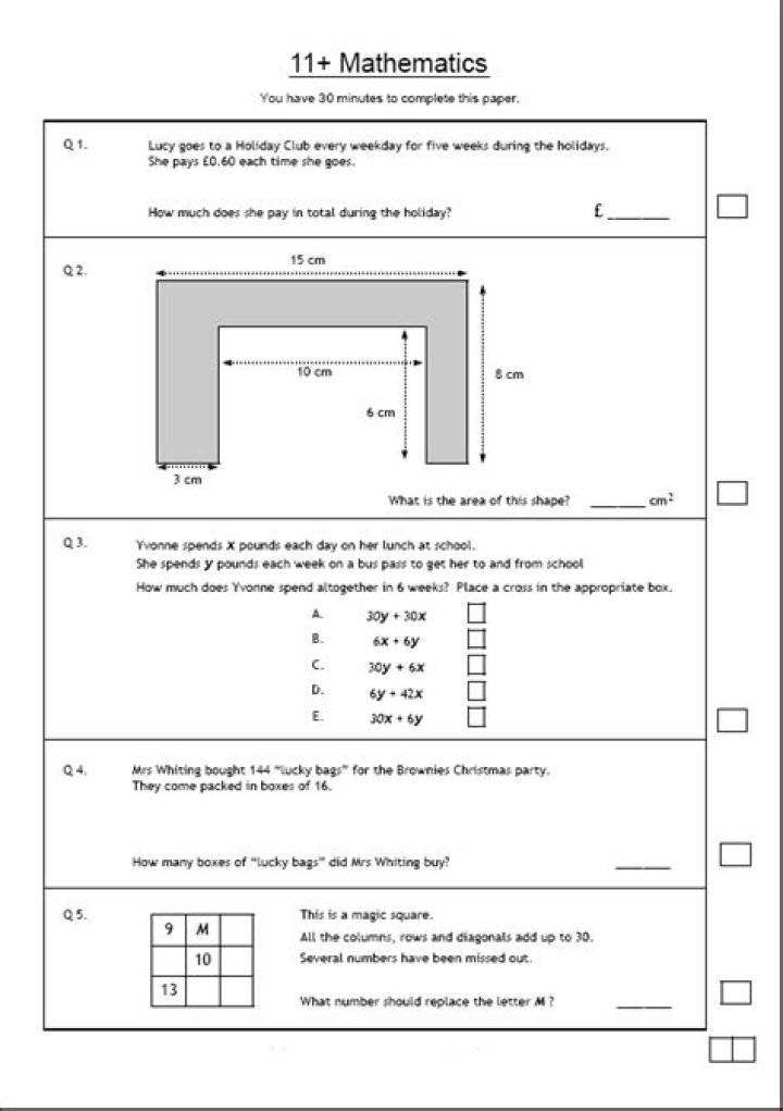 Free 11 Plus Mock Test Papers PDF for Free Download