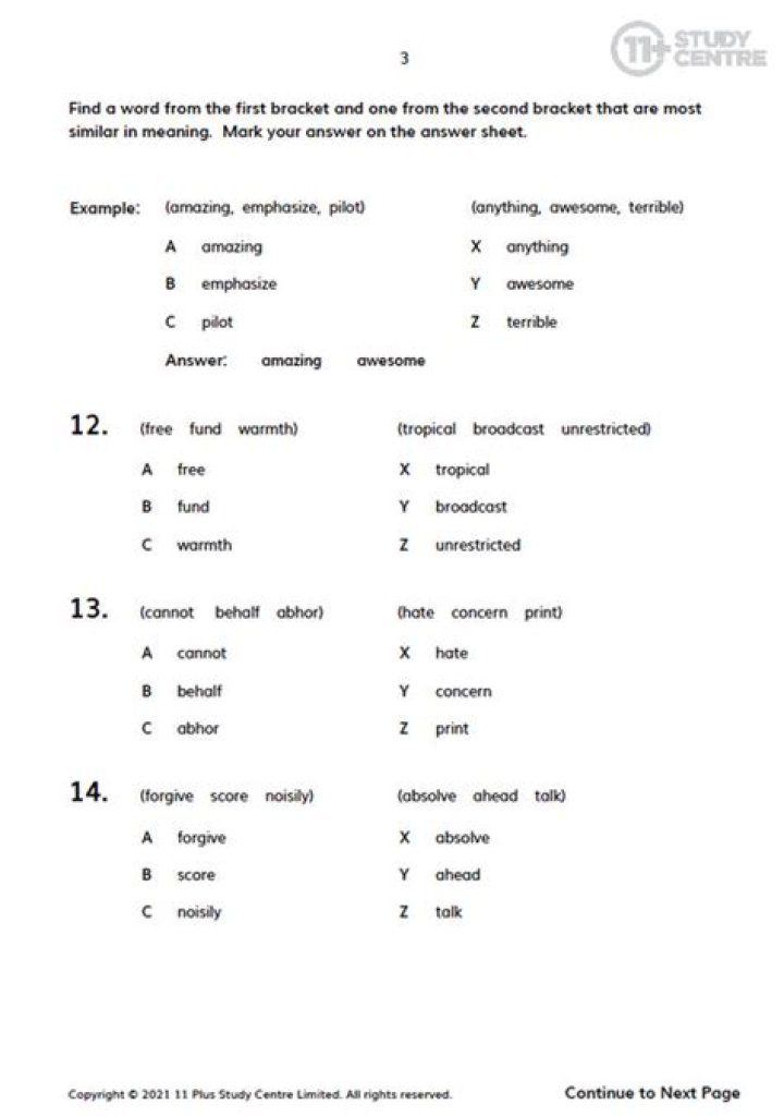 Free 11 Plus Verbal Reasoning Test PDF – Practice Now