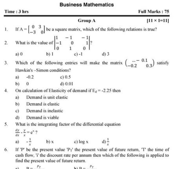 11th Business Maths Important Questions & PDF Notes for State Board Exams