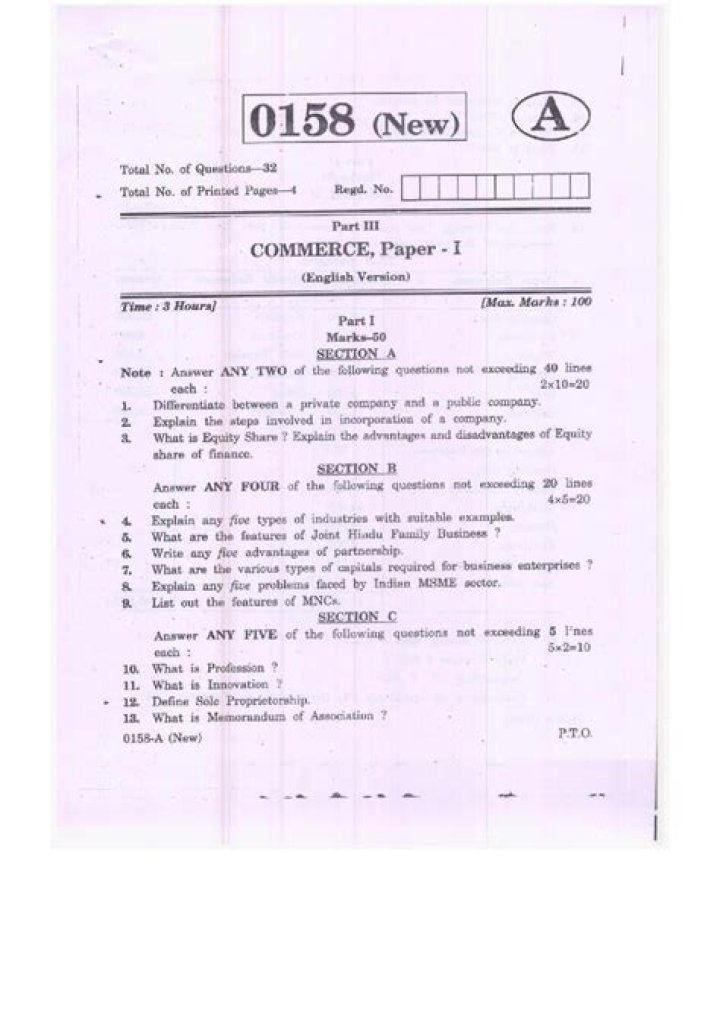 11th Commerce Question Paper PDF 2020 – Solved Exams Download