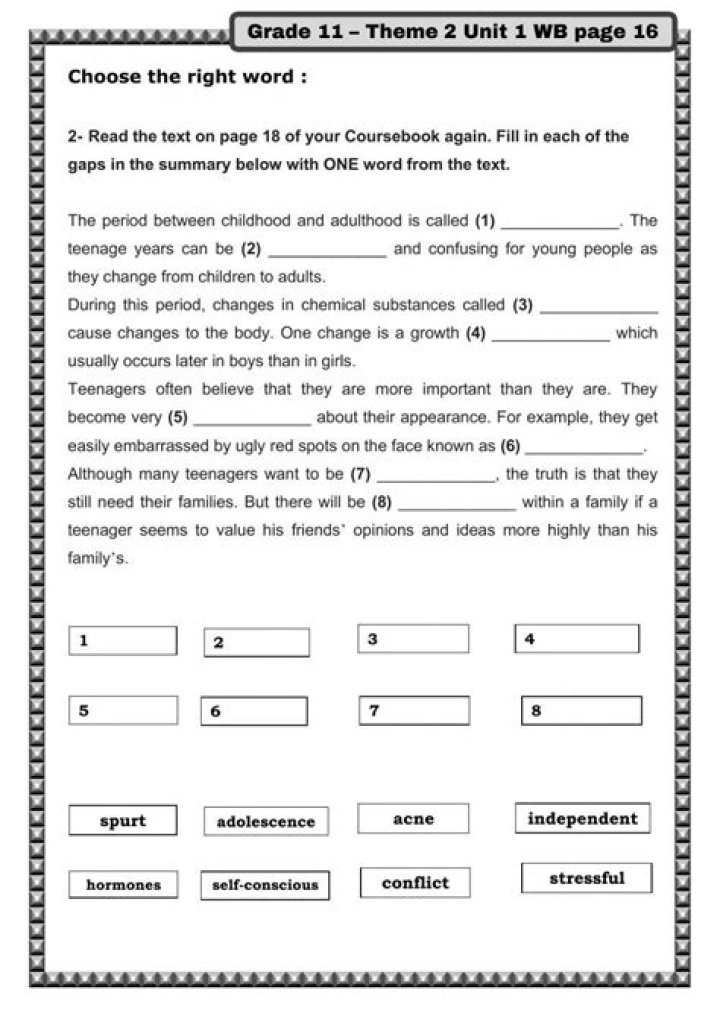 Free 11th Grade Heath Worksheets PDF Download