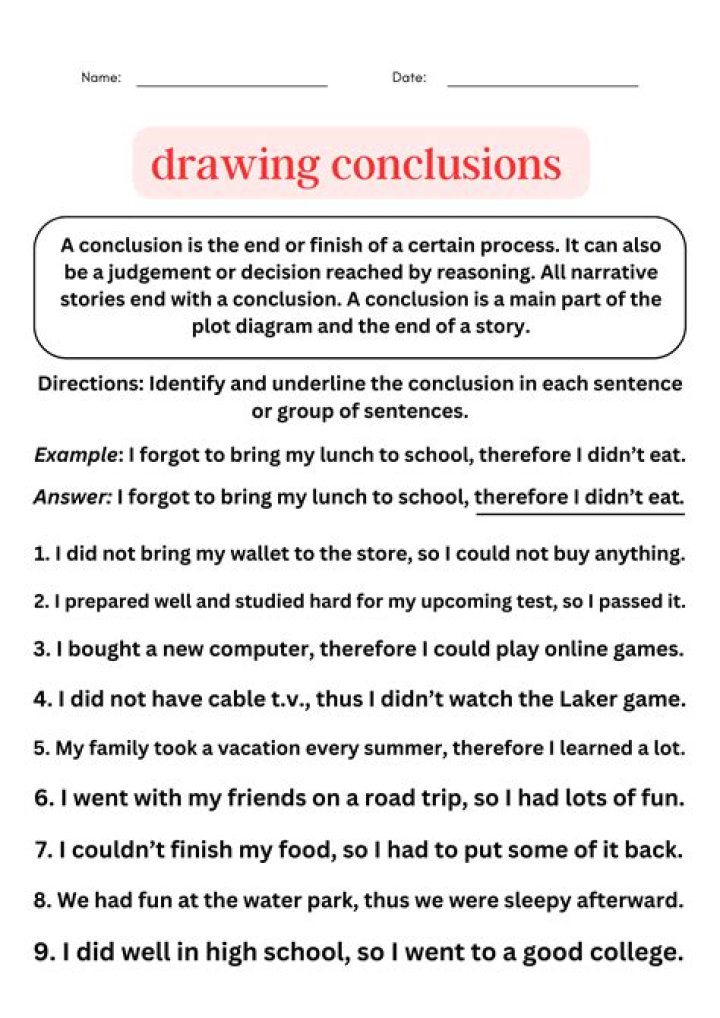 11th Grade Making Conclusions Worksheet PDF – Free Printable