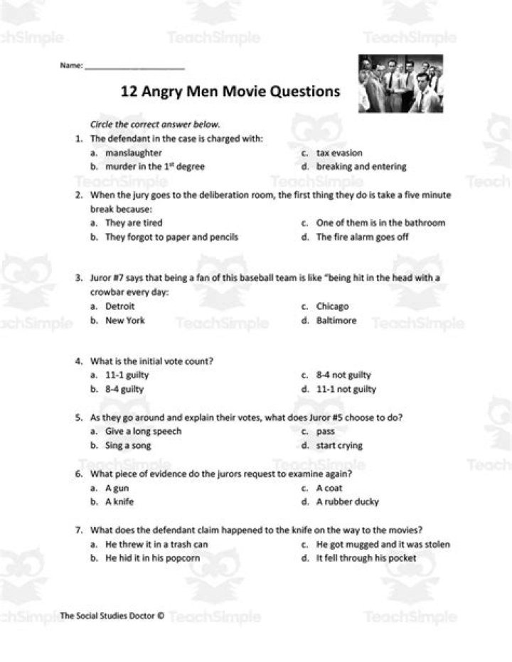 12 Angry Men Key Questions PDF – Critical Thinking Guide & Analysis