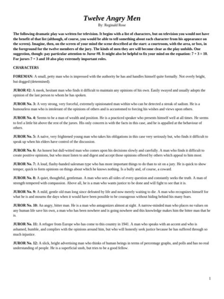 12 Angry Men Analysis: Full PDF Test & Legal Drama Insights
