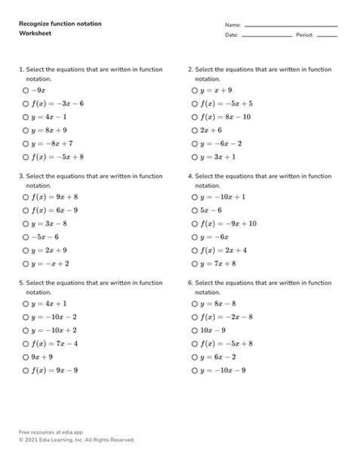 12 Basic Functions Worksheet PDF: Master Essential Skills for Free