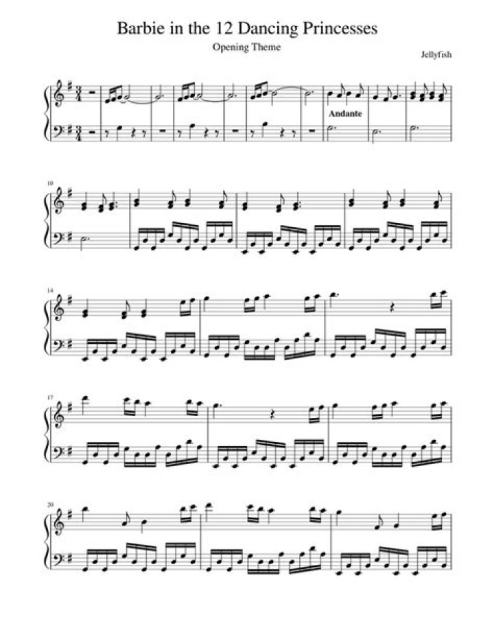 12 Dancing Princesses Theme Piano Sheet Music PDF – Instant Download