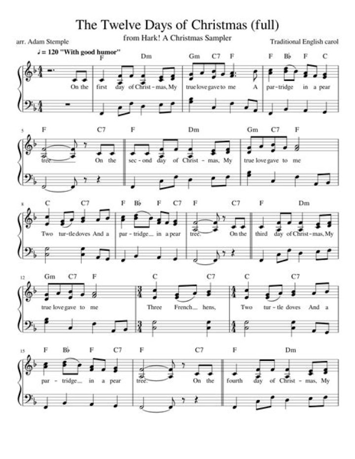 Free 12 Days of Christmas Sheet Music PDF – Download Now
