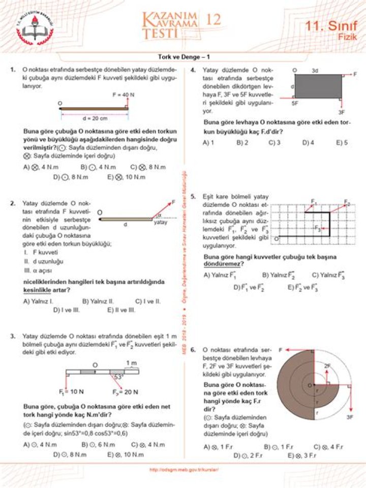 12. Sünif Fizik Test PDF - İletişim ve Analiz Açıklama