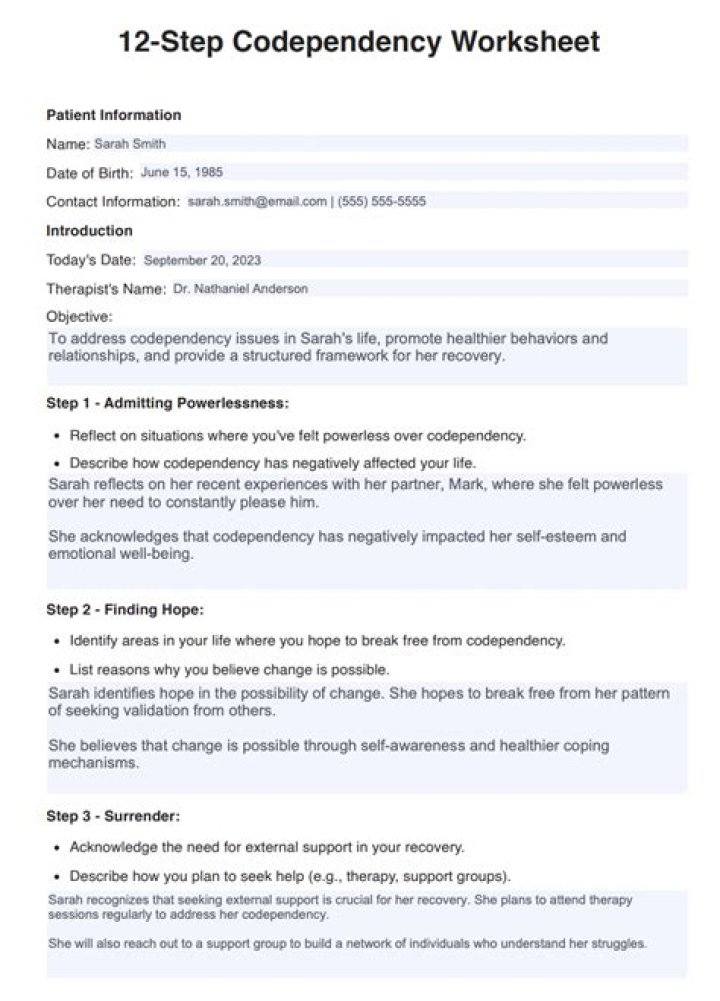 Free 12 Step Codependency Worksheets PDF for Healing