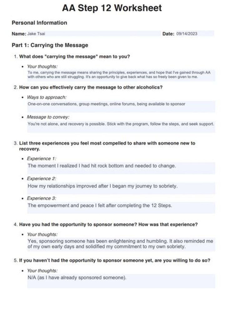 Free 12 Step Worksheets PDF – Step-by-Step Recovery Guides
