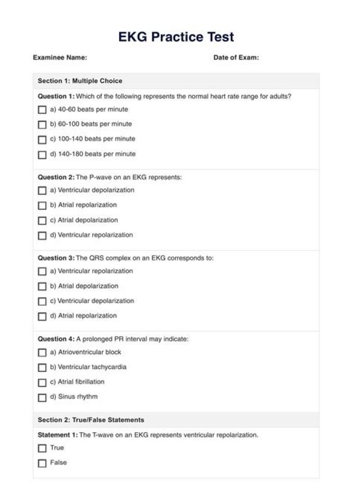 120 EKG Exam Questions PDF for Study & Practice