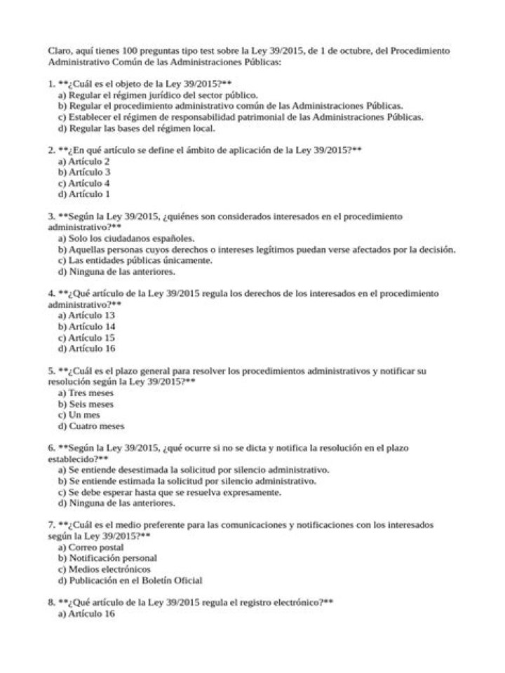 1220 Preguntas Tipo Test Ley 39/2015 PDF: Repaso Completo y Gratis