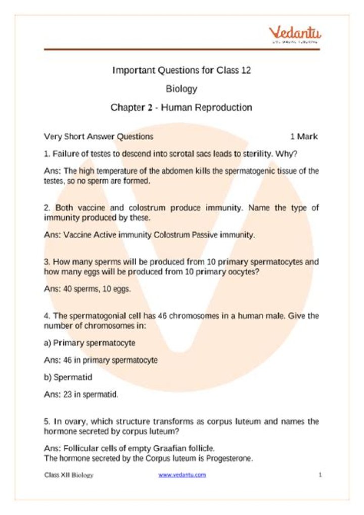 12th Biology Important Questions State Board PDF – Exam-Ready Study Material