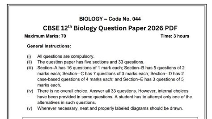 12th Biology State Board 2019 Question Paper PDF Download