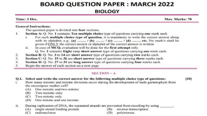 12th Biology Question Paper State Board PDF – Free Download