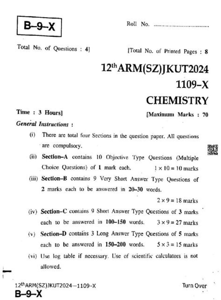 Download Free 12th Chemistry Question Paper PDF for Exam Prep