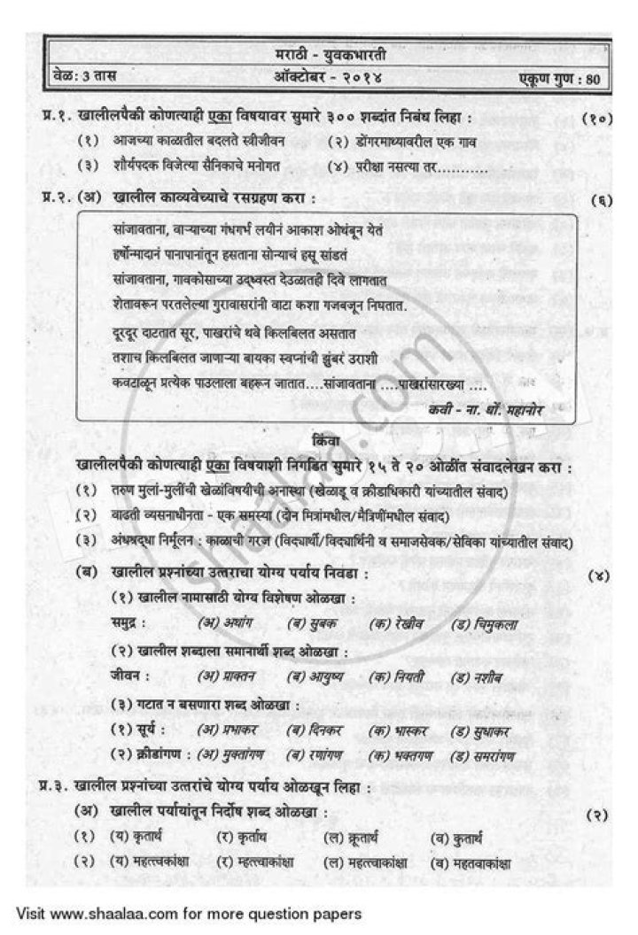 12th Commerce Marathi Medium Question Paper PDF Download Now