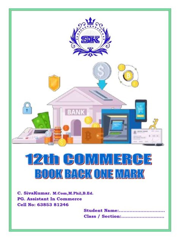 12th Commerce One Mark Questions & Answers PDF – Download Now