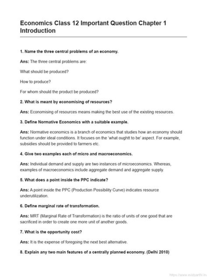 12th Economics Important Questions PDF 2019 – Exam-Ready Study Material