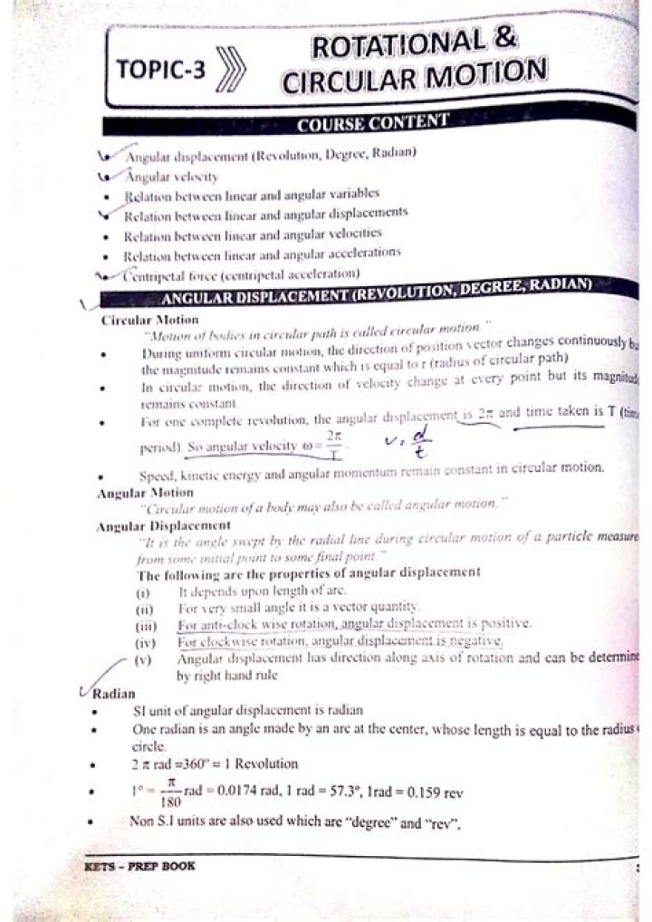 12th Physics Circular Motion Important Questions PDF for Quick Revision