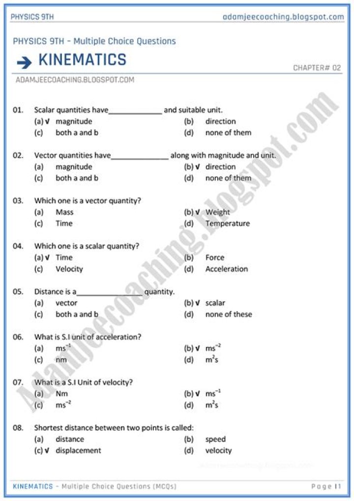 12th Physics Objective Questions & Answers PDF – Free Download