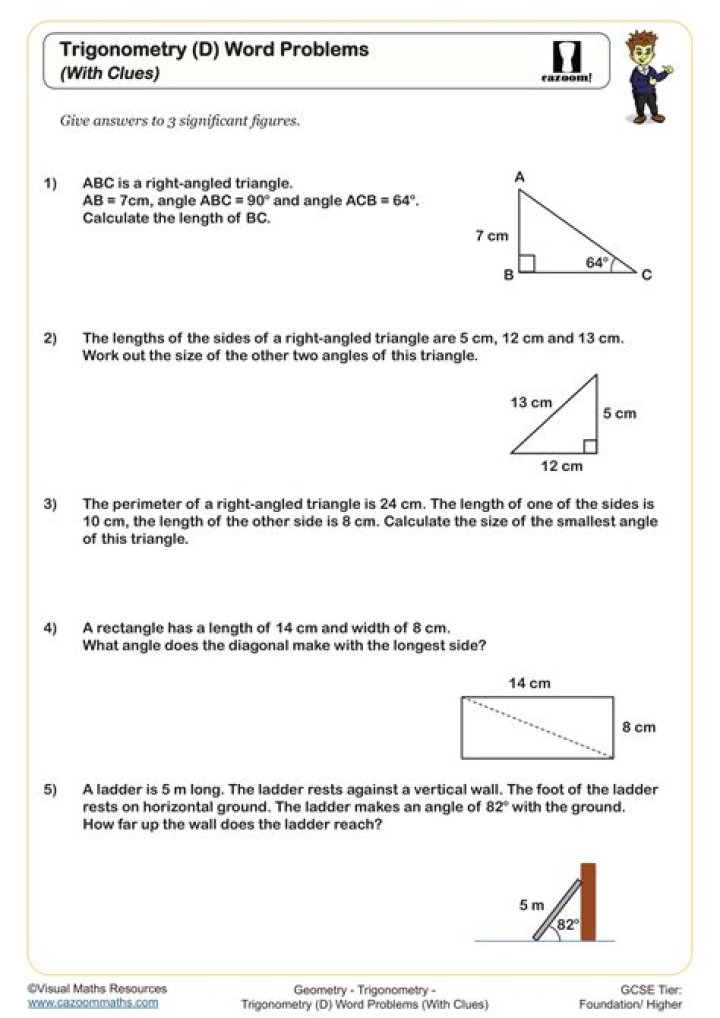13.4 Problem Solving with Trigonometry: Answer Key PDF