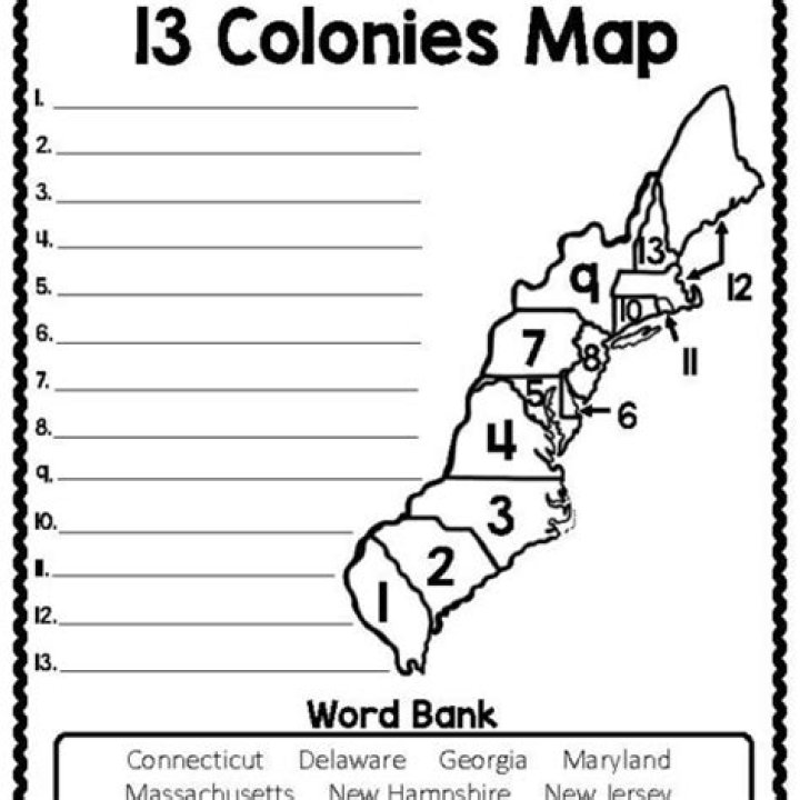 Free 13 Colonies Blank Map Worksheet PDF for Homeschool & Education