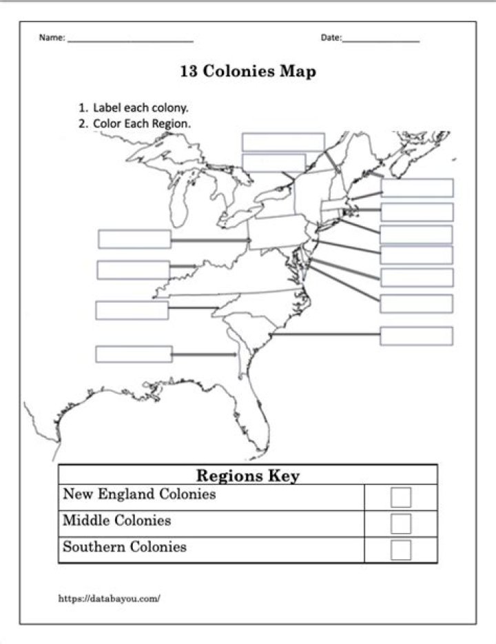 13 Colonies PDF Worksheet for Homework & Study