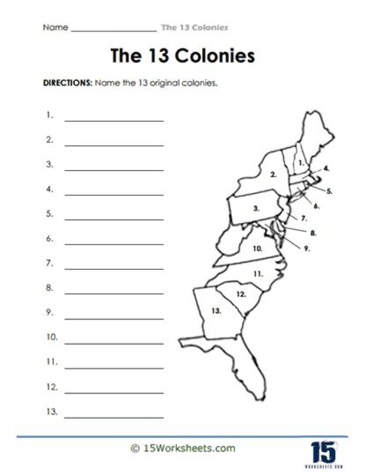 Free 13 Colonies Worksheets PDF for Homeschooling & Education