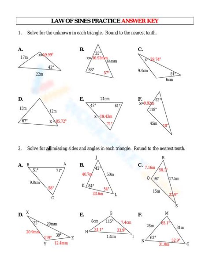 14.1 Law of Sines Answer Key PDF – Complete Step-by-Step Solutions