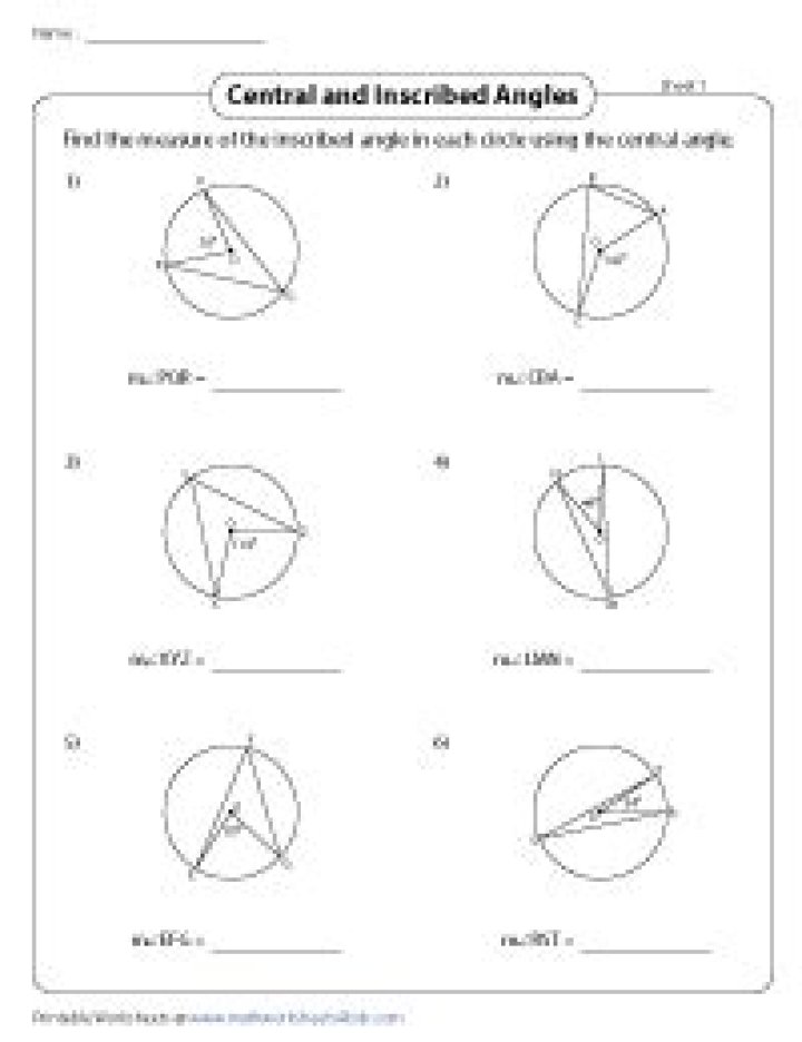 15.1 Central Angles and Inscribed Angles Answer Key PDF