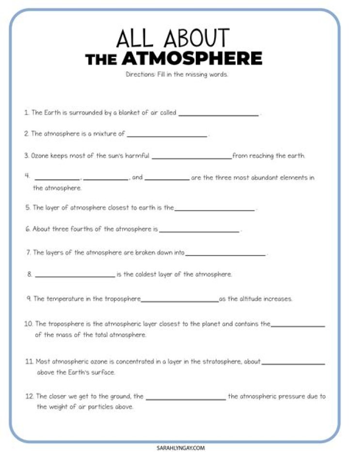 15.1 Earth's Atmosphere Worksheet Answers PDF – Complete Guided Solutions