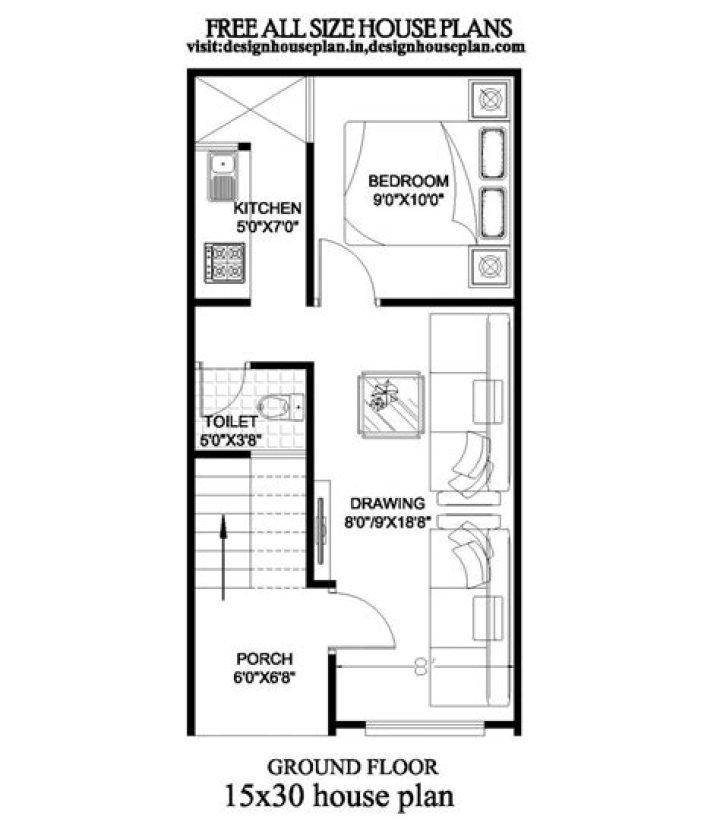 15 by 30 House Plan PDF – Download Instant Floor Plan