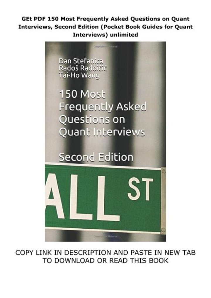 150 Most Frequently Asked Quant Interview Questions in PDF Format