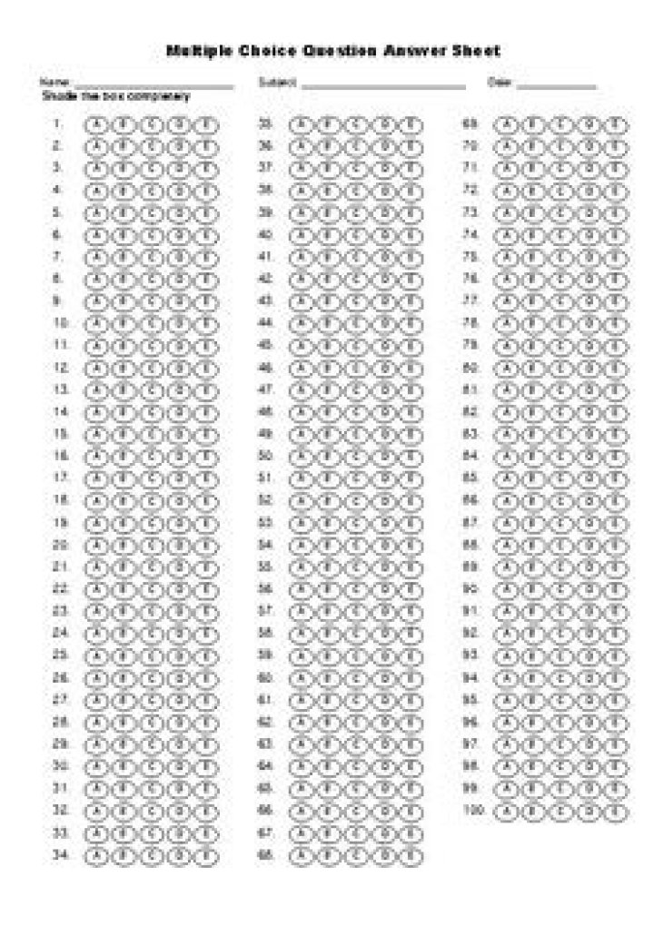 150 Question Multiple Choice Answer Sheet PDF – Instant Download