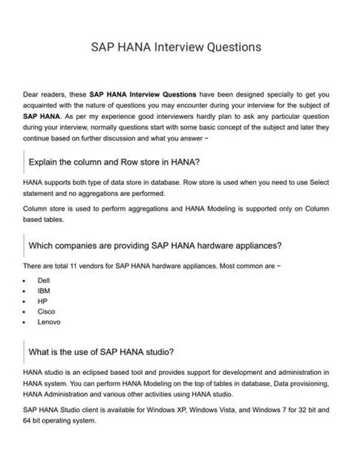 151 SAP HANA Interview Questions with Answers & Explanations PDF