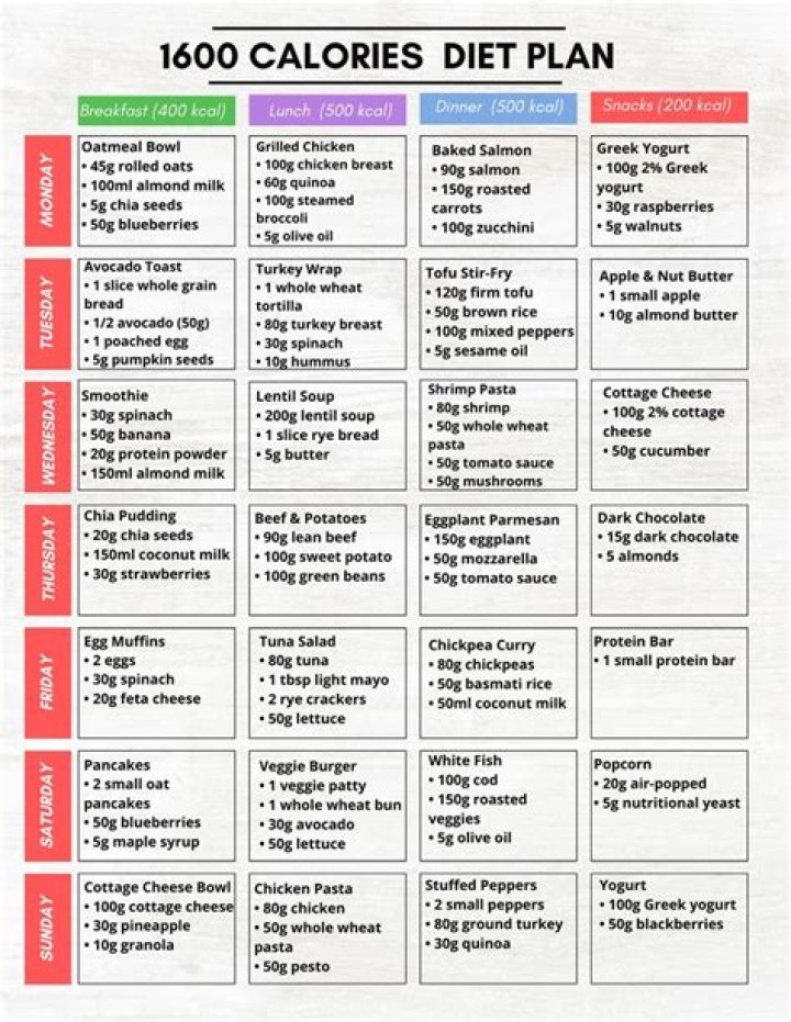 1600-Calorie Meal Plan PDF for Weight Loss & Energy