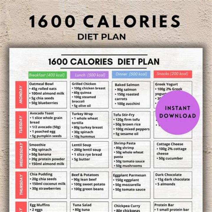 1600 kcal Meal Plan PDF: Effective Weight Management Guide