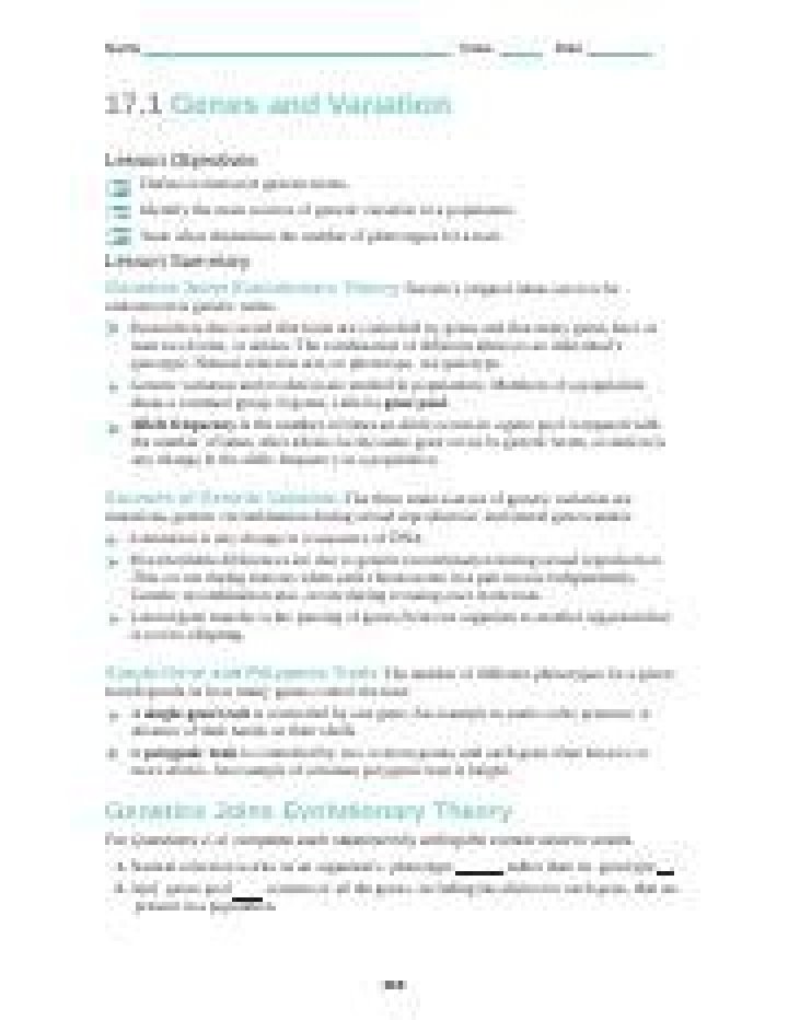 17.1 Genes and Variation Worksheet Answers PDF – Complete Guide
