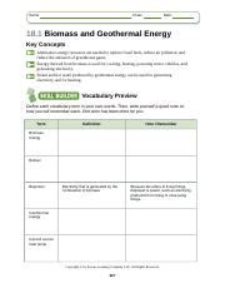 18.1 Biomass & Geothermal Energy Answer Key PDF – Full Solution Guide