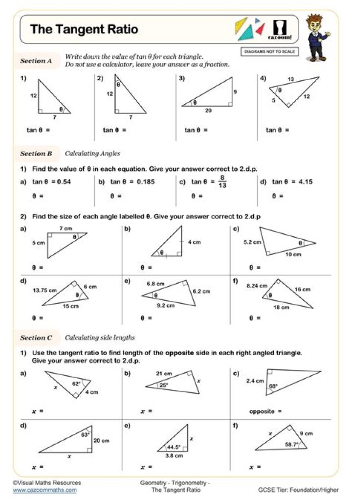 18-1 Tangent Ratio Worksheet Answer PDF – Instant Download