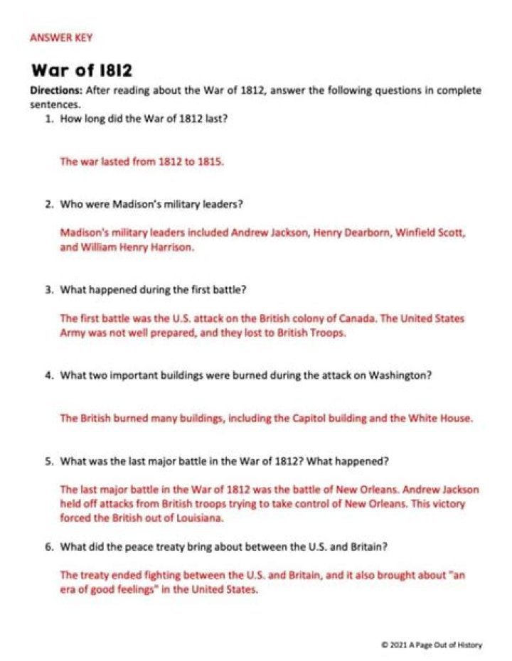 1812 War Map Questions Answer Key PDF – Perfect Study Resource
